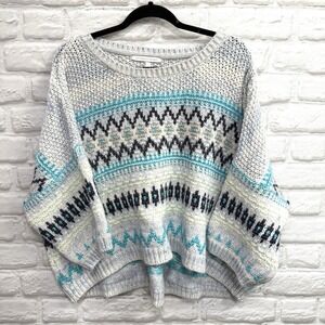 Victoria's Secret Chunky Knit Y2K Sweater Cropped Multi Colored Oversized  Aztec